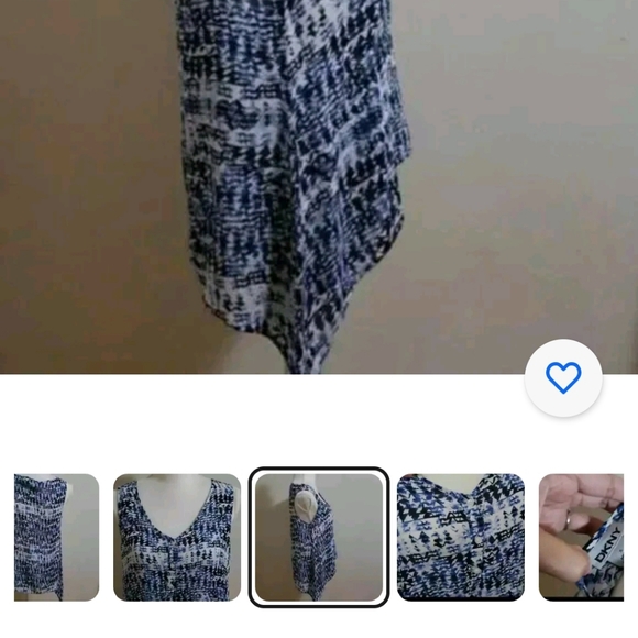 Dkny blue print top blouse size small - Picture 4 of 6